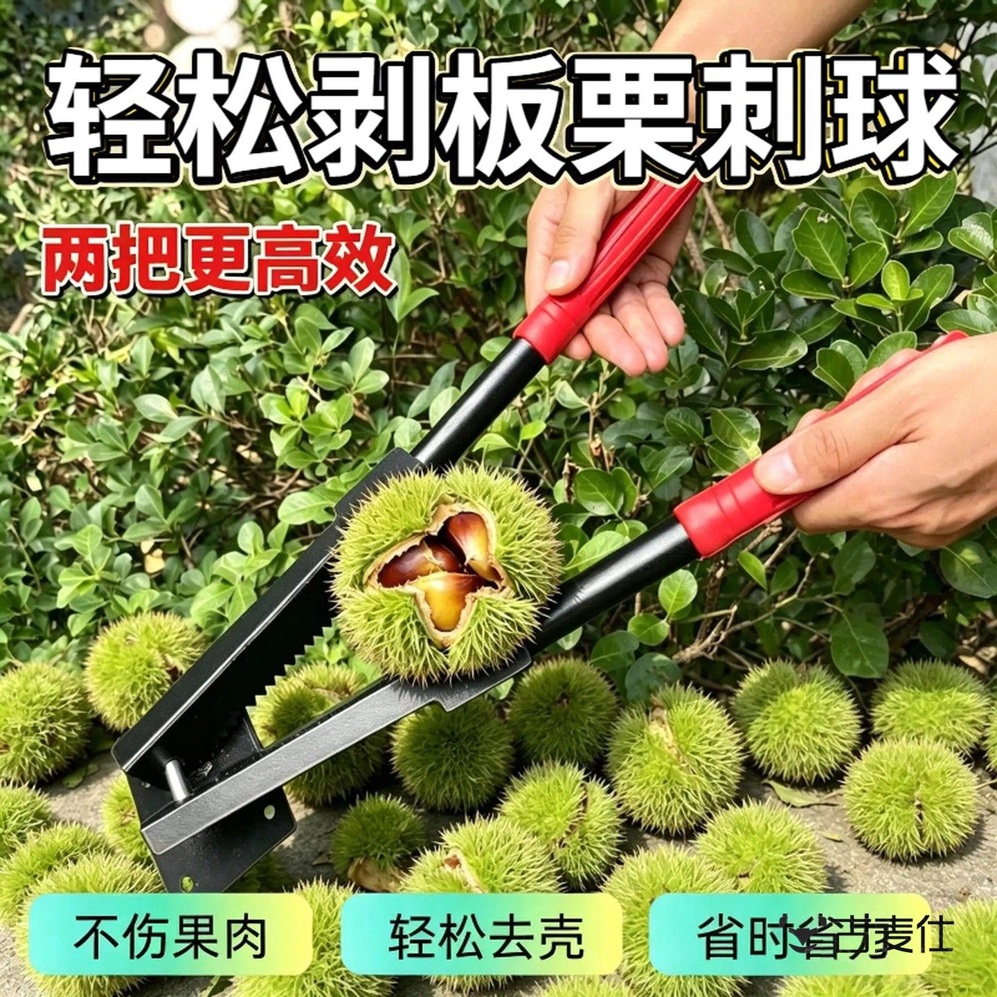 剥板栗刺球神器外壳防滑开口夹拨脱蓬夹子开壳工具加厚手柄剥壳器