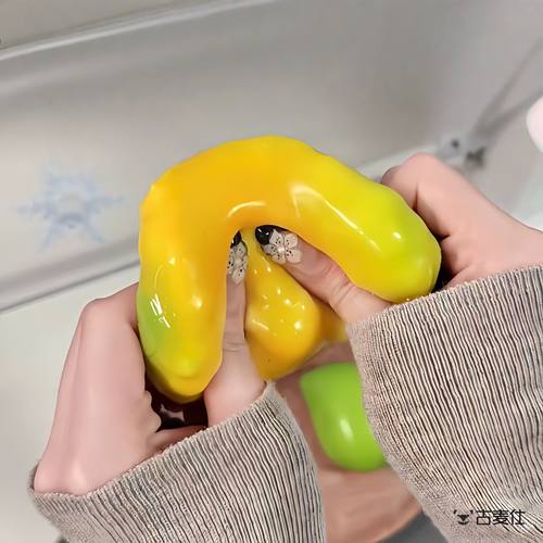 超治愈！变色芒果捏捏乐水果彷真解压玩具吸手指手作球超软慢回弹