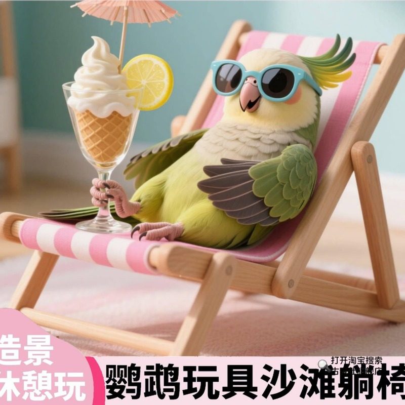 鹦鹉躺椅沙滩椅可折叠创意搞怪拍照小道具耐啄玄凤小体型鸟类玩具,节庆用品/礼品,创意/设计玩具,淘宝优惠券,粉丝福利购,淘宝优惠卷