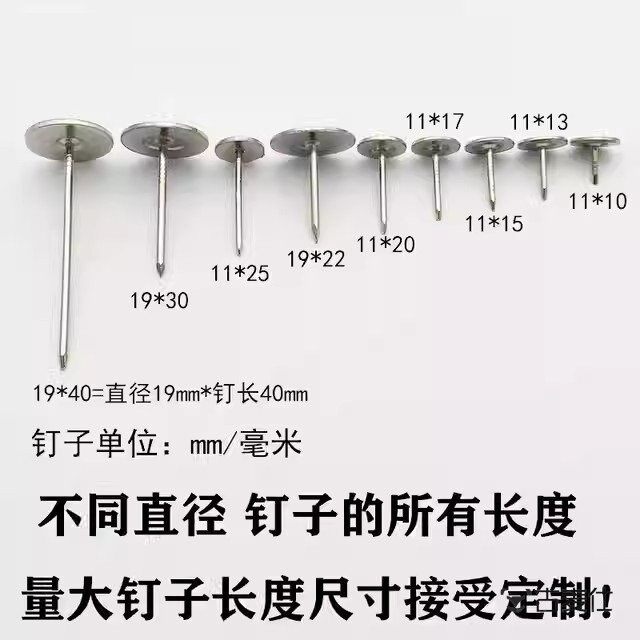 图钉摁钉不锈钢大头钉打孔安全家用水泥钢钉加长平头钉大号耐用