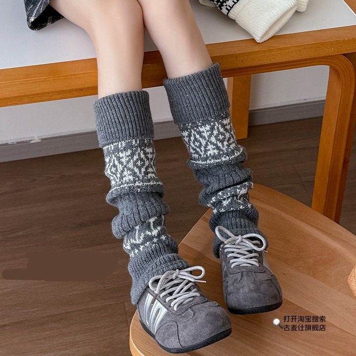 费尔岛袜套秋冬复古灰色小腿袜子女冬天叠穿配鲨鱼裤堆堆腿套长袜,女士内衣/男士内衣/家居服,中筒袜,淘宝优惠券,粉丝福利购,淘宝优惠卷