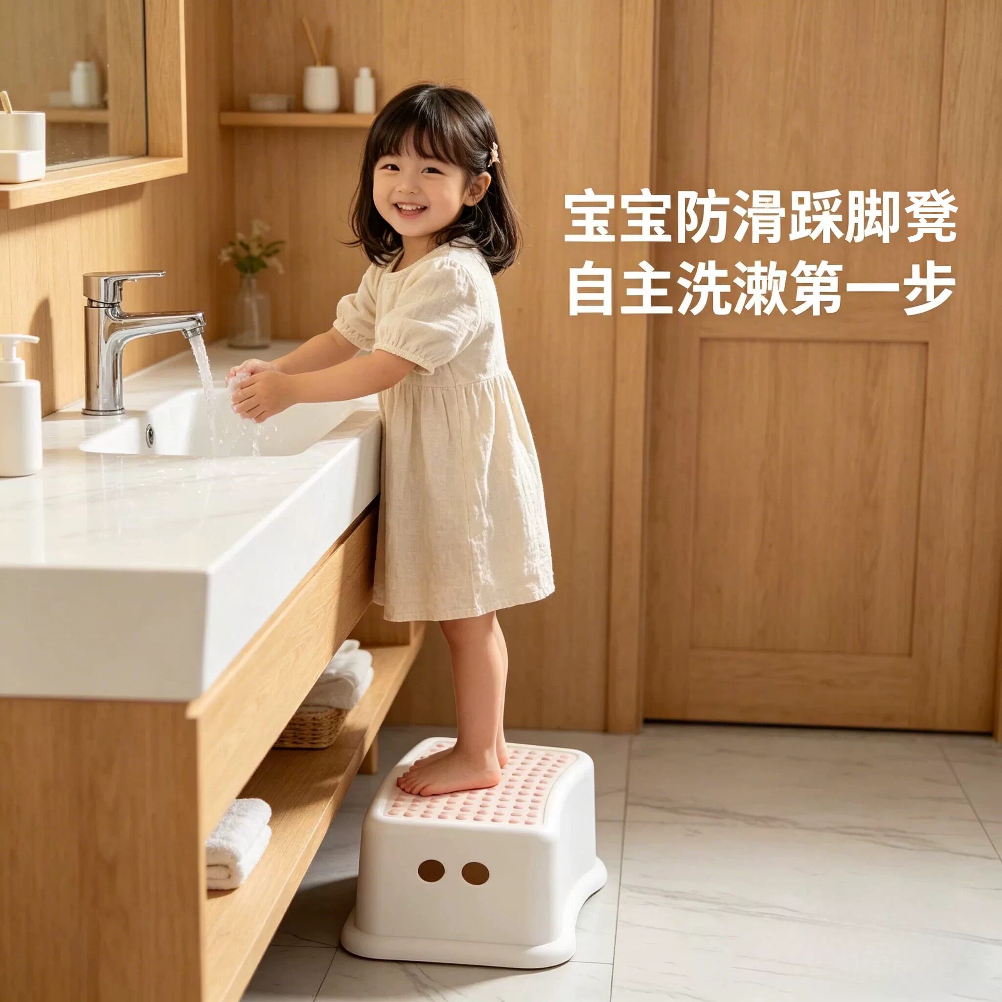 宝宝洗漱台踩凳垫脚矮凳子防滑静音脚垫浴室洗手台马桶脚踏踩脚凳