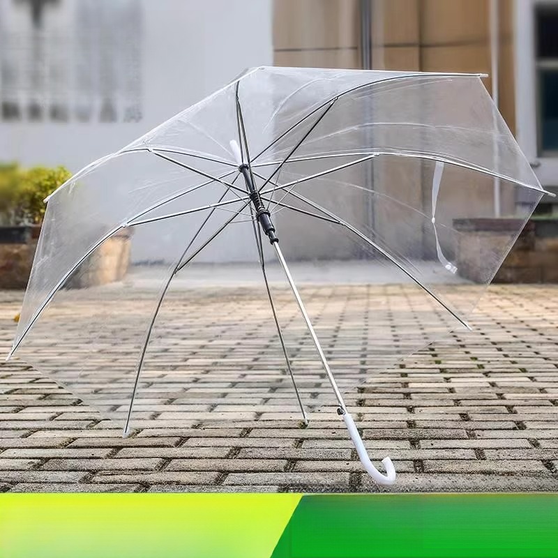 中学生雨伞雨天遮阳两用半透明简约清新小学生男女时尚长柄。