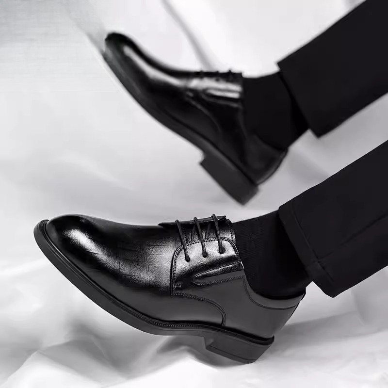 皮鞋男士2025新款真皮商务正装男款增高透气德比鞋结婚新郎鞋加绒