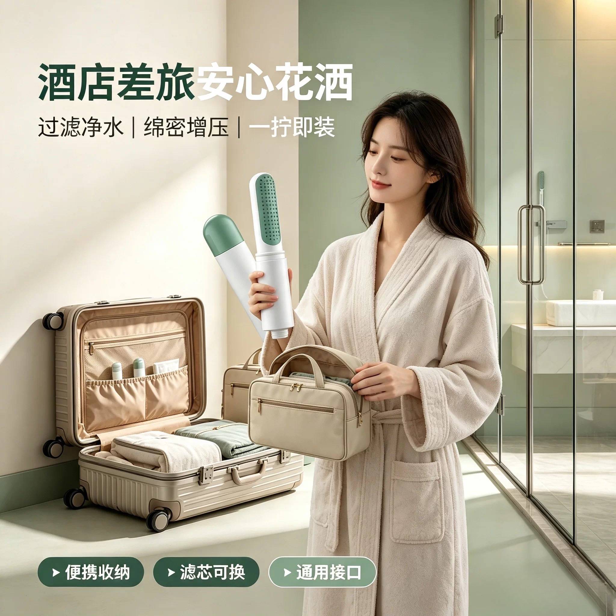 酒店通用替换花洒喷头过滤器旅行便携式伸缩增压淋浴喷头洗澡神器