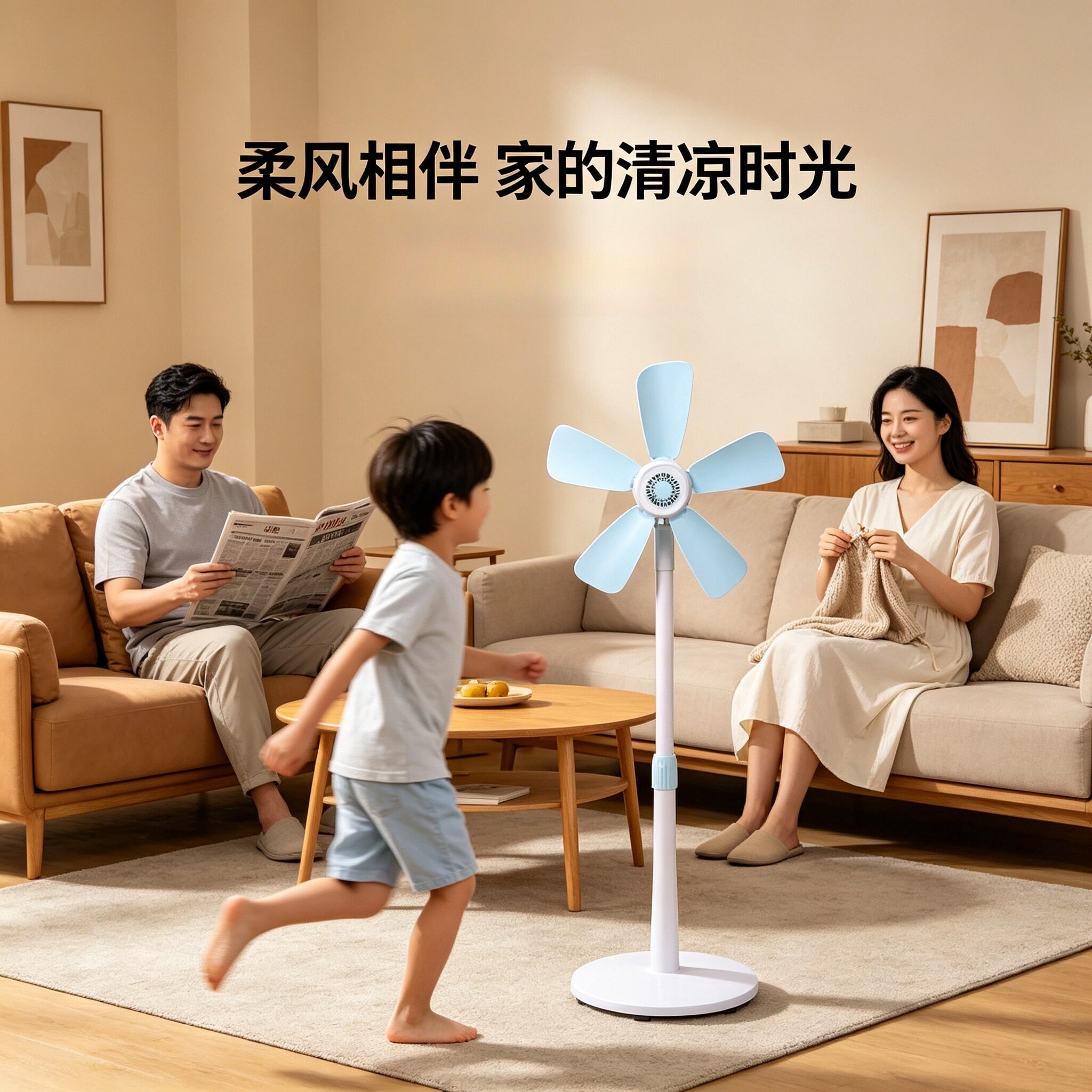 落地电风扇办公室家用通用无网罩五叶设计静音大风力遥控台式立式