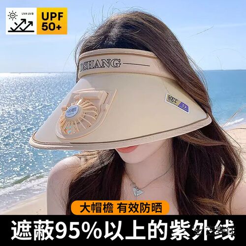 2026遮阳帽带电风扇子女夏季新款