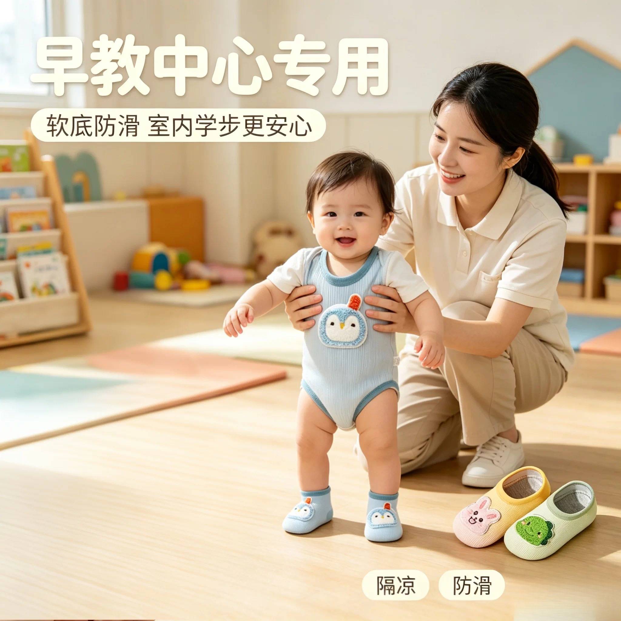 秋季儿童地板袜隔凉防滑袜子大人女幼儿宝宝早教中心室内地板鞋