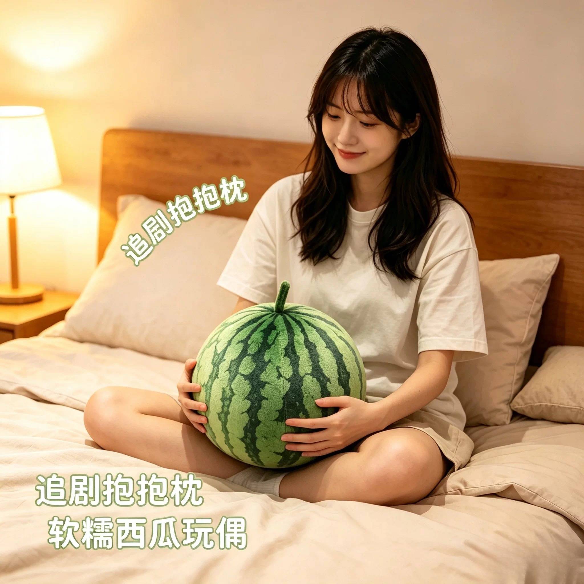 立体球形仿真模型大西瓜抱枕毛绒玩具夏天玩偶公仔布娃娃追剧礼物