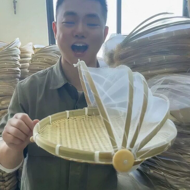 晒东西的干货网可折叠竹编晒盘防蚊虫晒菜网家用晾晒干货防苍蝇网