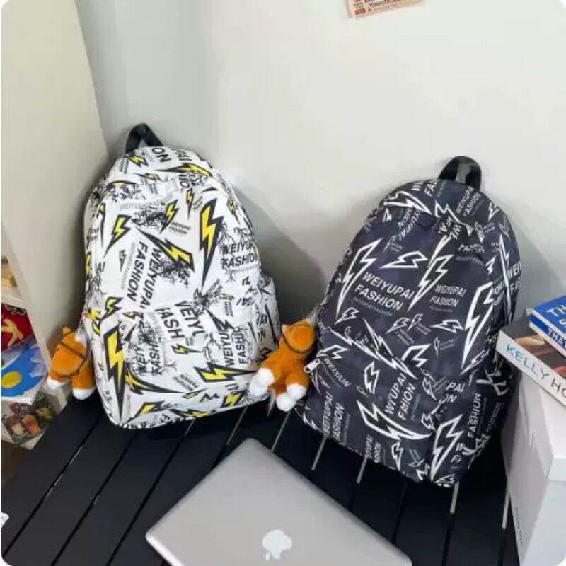 潮流涂鸦双肩背包男女通用高街高颜值小众设计感学生书包大容量