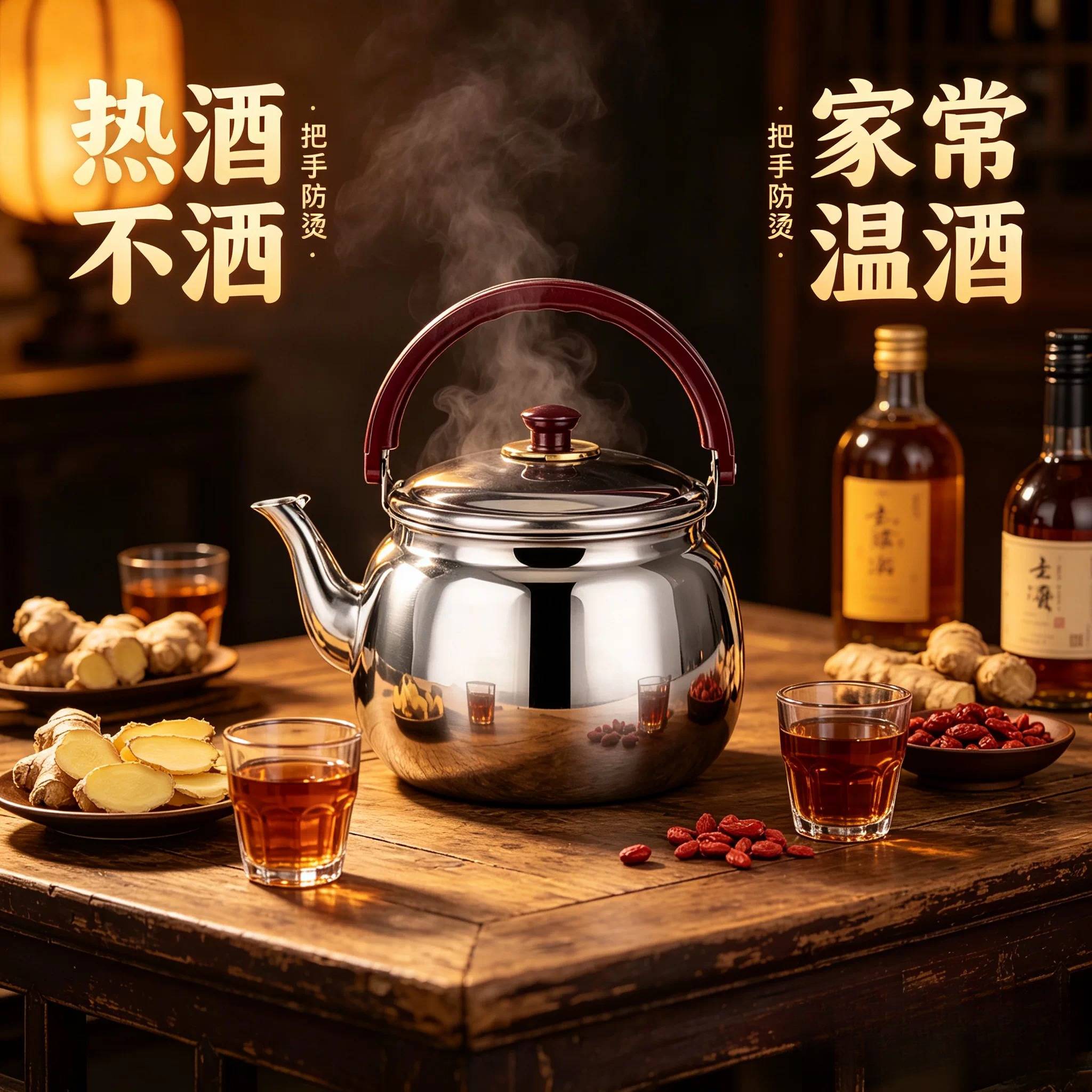 温酒器烫酒壶家用黄酒专用热酒壶煮酒器烫酒器加厚不锈钢花雕白酒