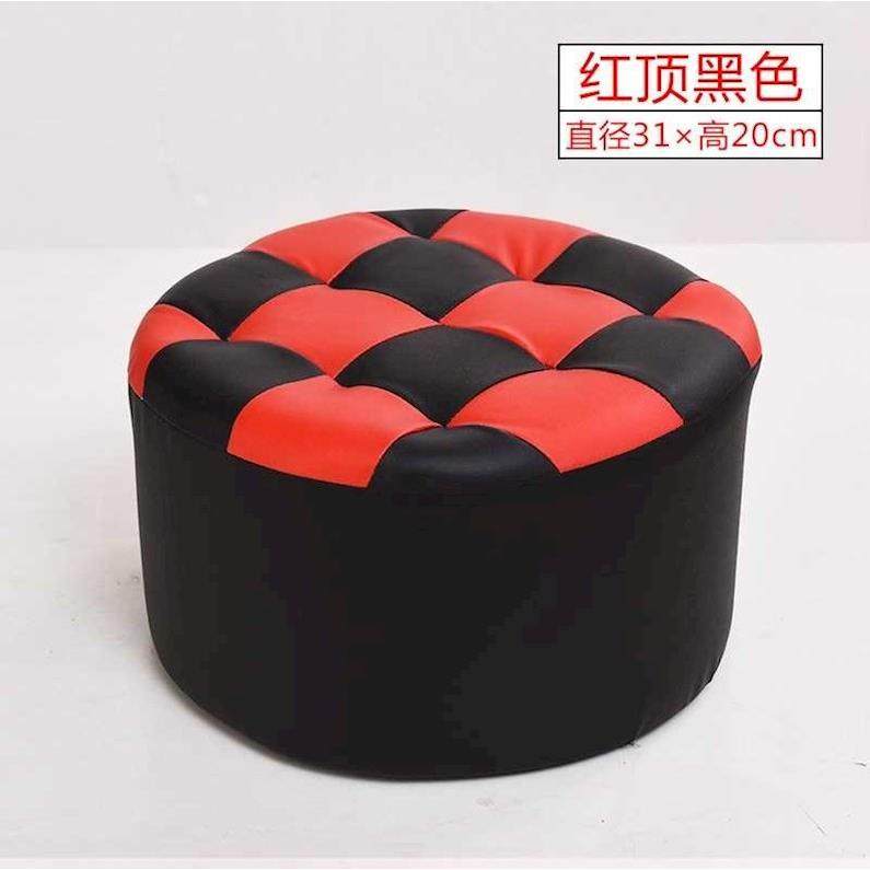 超矮小凳子形高圆形小沙发家用蹲蹬凳子坐墩椅子木质欧式皮墩可爱