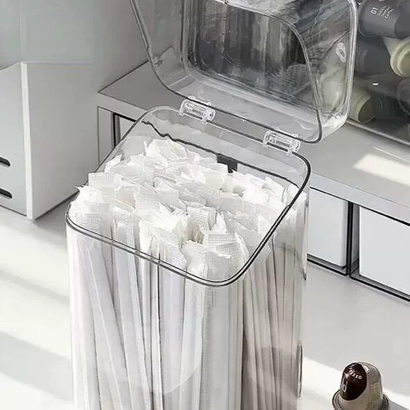 吸管收纳盒奶茶店吧台饮料吸管盒子带盖子子一次性筷子餐具笼架防