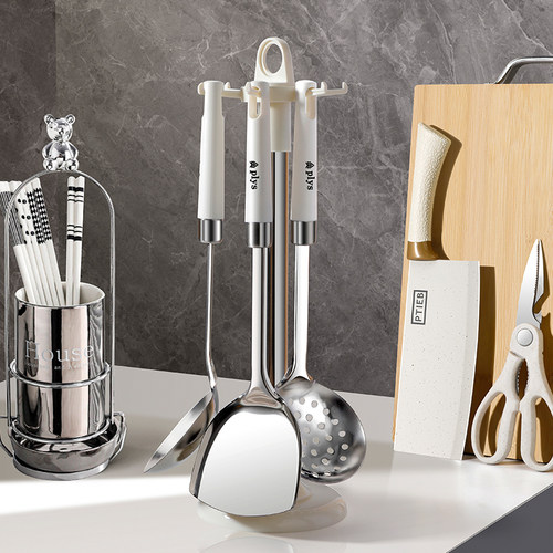 食品级厨房不锈钢白色锅铲厨具套装炒菜铲子勺子家用铲勺汤勺漏勺