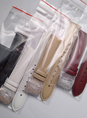 真皮表带适配BU9108/9128/9130/9106/9129/9140白色/红色表带18mm