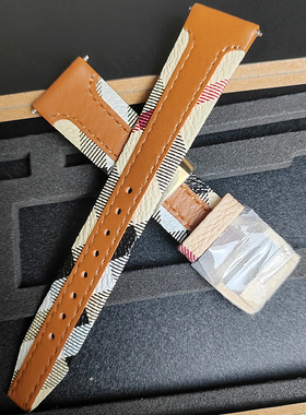 表带BU9111/BU9133/BU9110/BU9112/9132真皮格纹表带 女 配件18mm