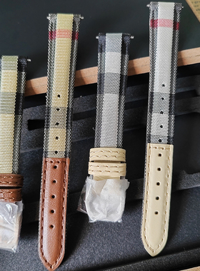 格纹表带 适配BU10104/10103/10114/10113女款手表带复核材质14mm