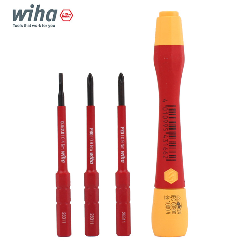 德国wiha威汉电工绝缘螺丝刀套装VDE进口换头小号十字一字43167