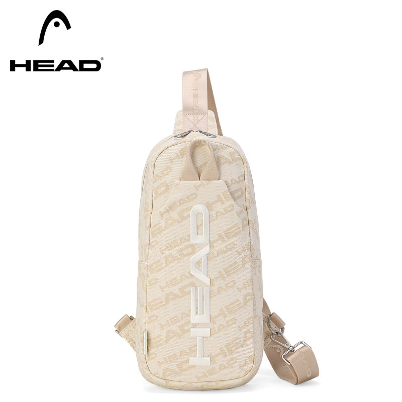 骑行系列 海德胸包米白色斜挎包女显眼包通勤机车运动健身包HEAD