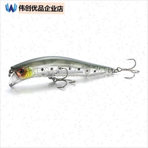 日系垂钓精品浮水浅潜米诺11厘米18克远M投翘嘴假饵钨柱重心转移,