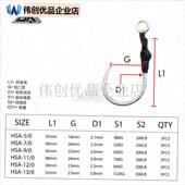 海钓铁板大单钩 大铅笔路亚饵单钩 大o波趴单钩 海钓假饵钓鱼钩