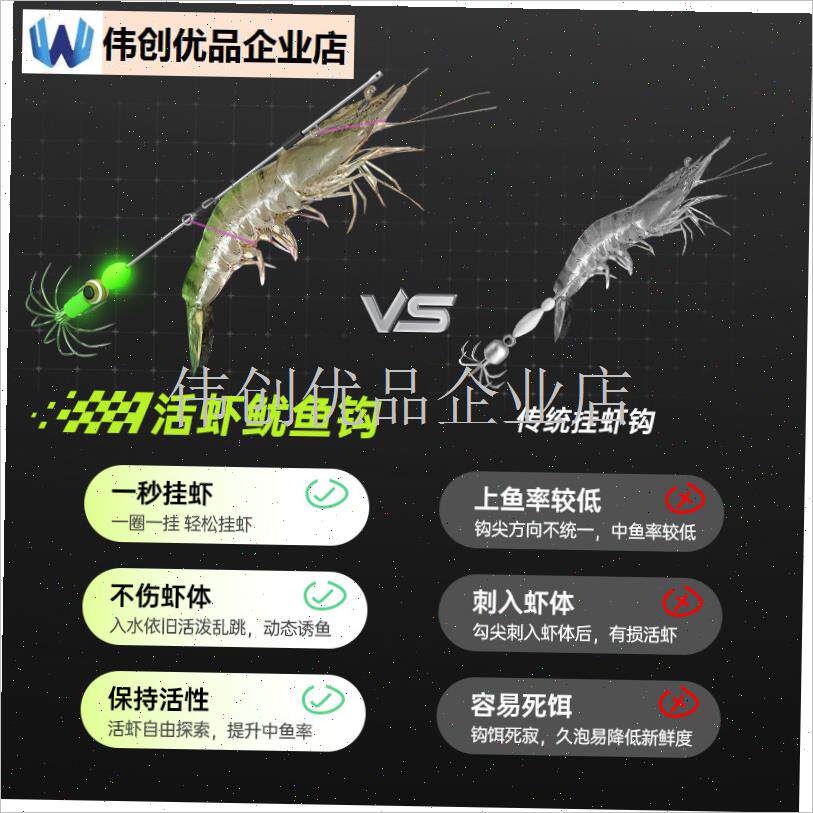 吹筒活虾钩夜光鱿鱼钩不锈钢伞钩海钓I乌贼八爪章鱼墨鱼大尾尤鱼,
