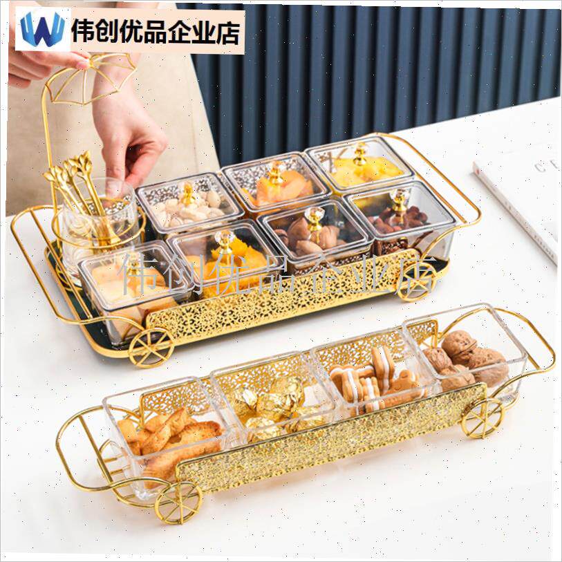 创意玻璃水果盘家用客厅茶几干果坚果糖果盘收纳U盒茶点零食摆放,