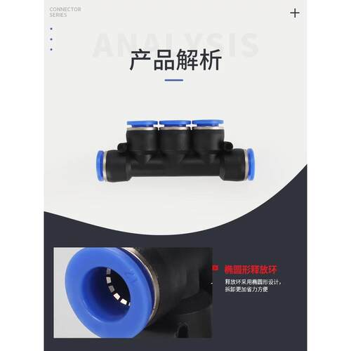 热销莱泽气管快速接头气动快速塑料快插PK4 PK6 PK8 五通 接外径