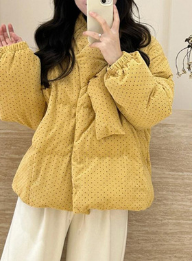 韩系ins时尚保暖棉服外套2025年冬季新款宽松百搭超好看黄色棉衣