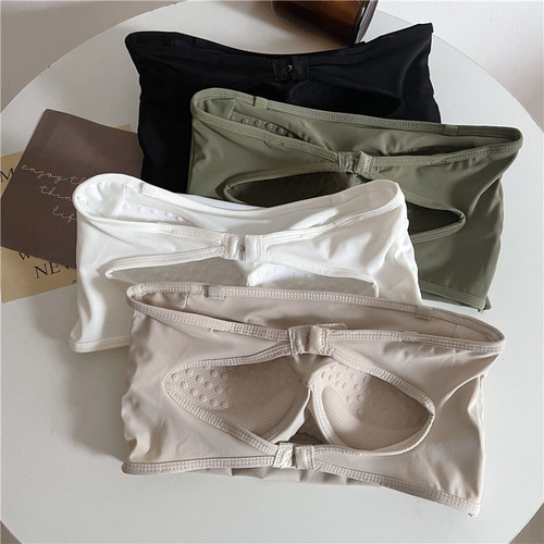 Real shooting real price summer bra wrap chest line girth Strapless ice silk underwear bra fixed cup