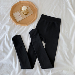Real price autumn and winter Plush Leggings for women with warm feet and solid color thick autumn pants