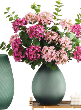 轻奢北欧玻璃花瓶磨砂绿色花器