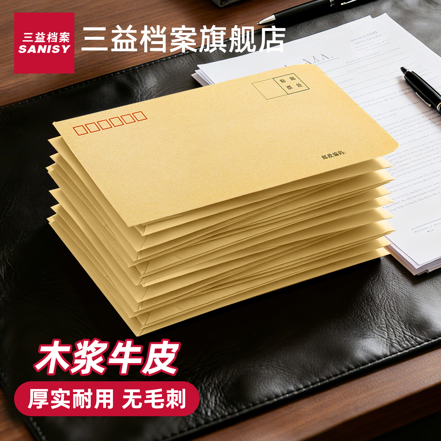 100个信封牛皮纸信封袋可邮局邮寄黄色信封信纸大小号标准增值税专用工资发票办公用品批发定制订做印刷logo