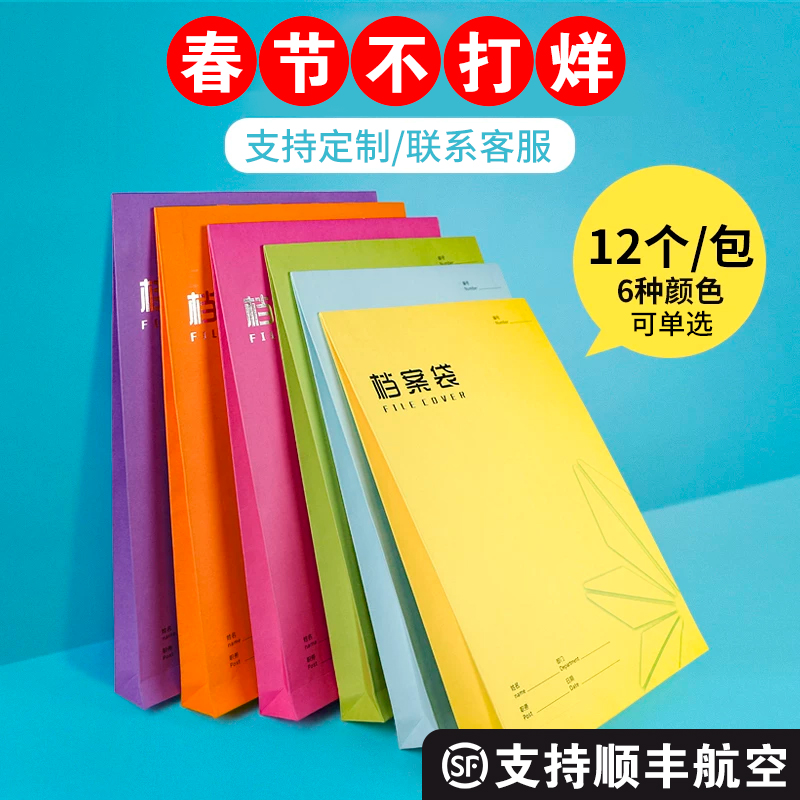 三益12个分类高档卡通风文件袋