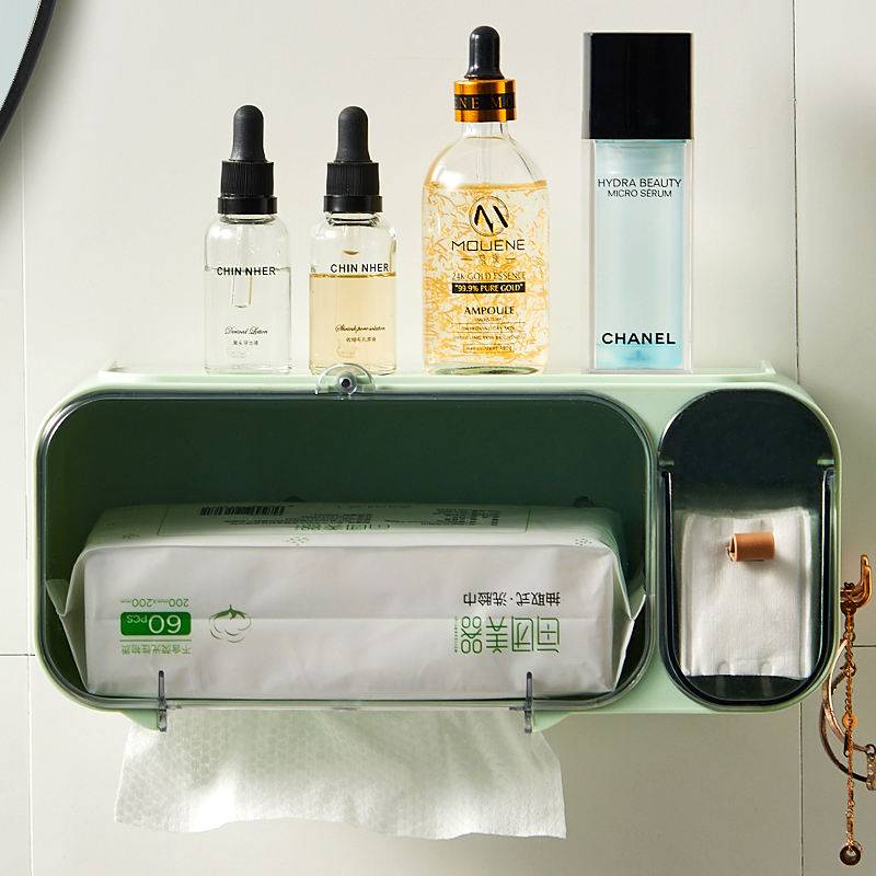 一次性洗脸巾收纳盒壁挂式家用卫生间免打孔擦脸巾置物架卷筒盒子