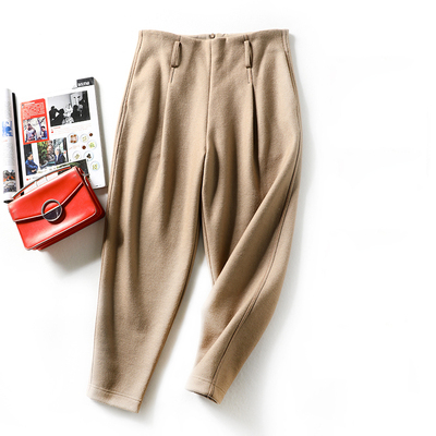 XZ036041 田原~好品质实打实 休闲宽松九分锥型裤 百搭显瘦高腰裤