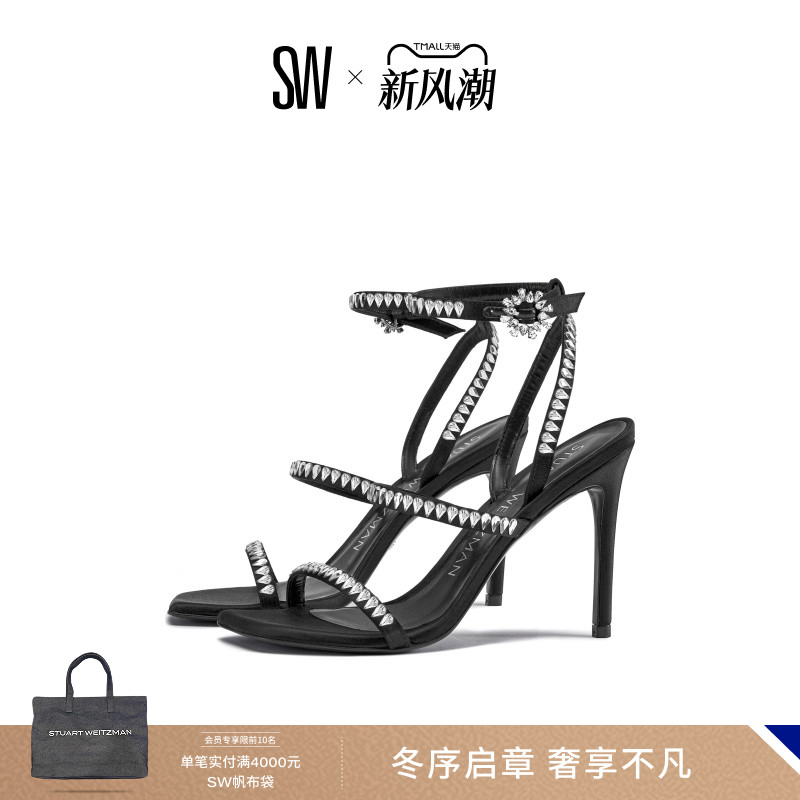 SW24夏季新款水晶细高跟凉鞋