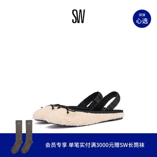 SHEARLING PRIMA BOW 女 SLINGBACK毛毛平底单鞋