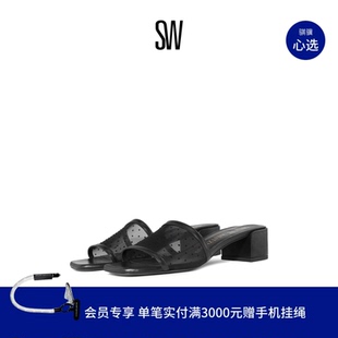 CAYMAN BLOCK Stuart 粗跟网纱凉拖拖鞋 SLIDE 女 Weitzman