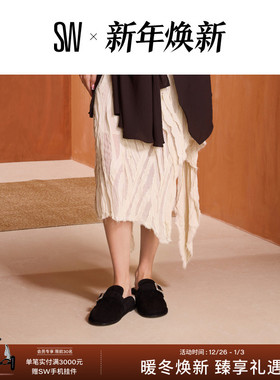 【秋冬新品】SW JUNE SHEARLING MULE金属扣圆头平底单鞋穆勒鞋女