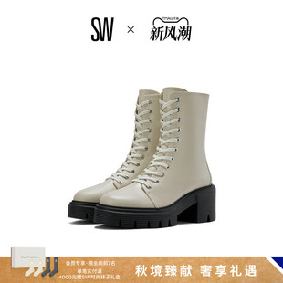 BOOTIE 秋冬厚底馬丁靴機(jī)車靴女側(cè)拉鏈機(jī)車靴 SOHO