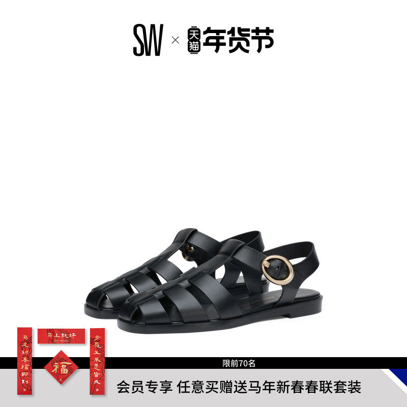 【早秋新品】SW VILLA FISHERMAN SANDAL 金属扣平底渔夫鞋凉鞋女,女鞋,休闲凉鞋,淘宝优惠券,粉丝福利购,淘宝优惠卷