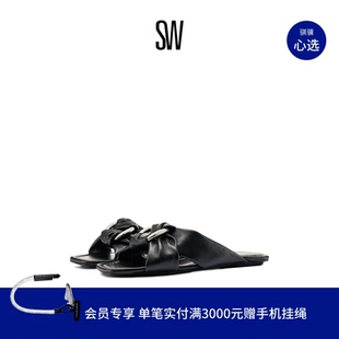 交叉带平底方头外穿凉鞋 SLIDE 凉拖女 CECE