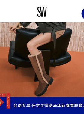 【秋冬新品】SW MYLA ZIP SHEARLING BOOT圆头厚底毛毛靴雪地长靴
