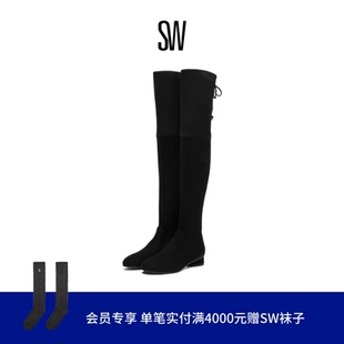 SW QUEBECLAND 圆头低跟冬季长筒过膝靴女