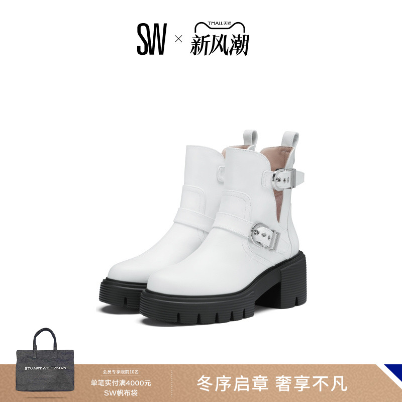 SW秋冬机车风扣带厚底短靴