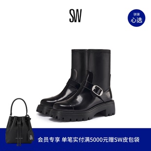 BOOTIE STRETCH BUCKLE 机车风厚底金属扣带短靴女 EMERSON