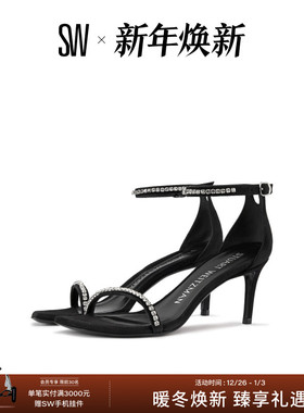 SW NUDISTCURVE GLAM II 75 SANDAL 方头细跟水晶一字带凉鞋女夏