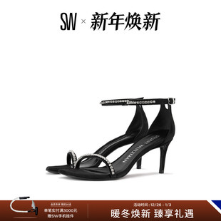 GLAM SANDAL 女夏 方头细跟水晶一字带凉鞋 NUDISTCURVE